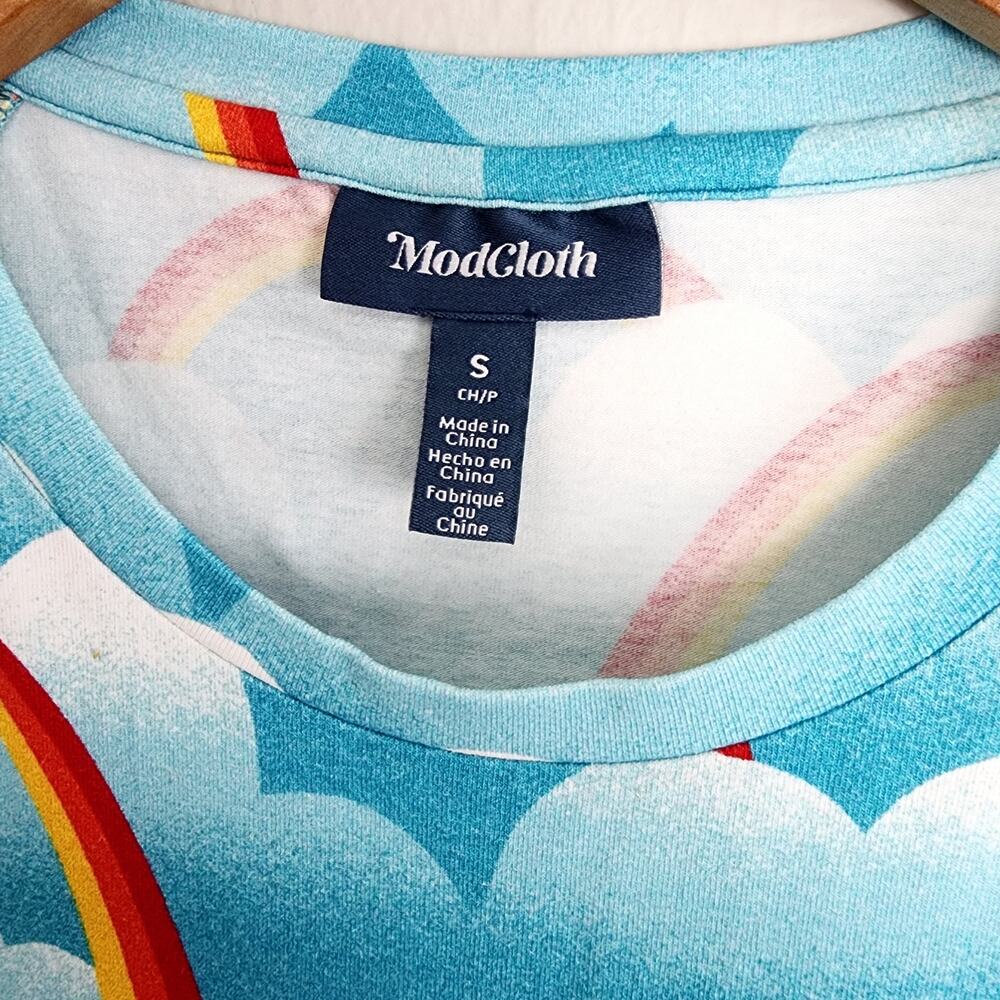 ModCloth On Cloud Mine Retro Rainbow Cloud Cotton T-Shirt Dress - NWT Small - Picture 8 of 10